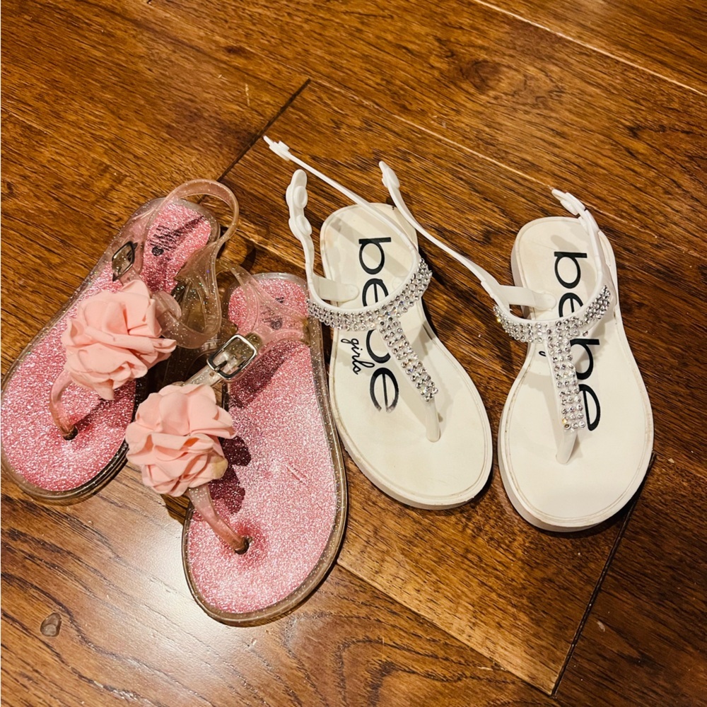 Bebe Girls' Pink and White Sandals